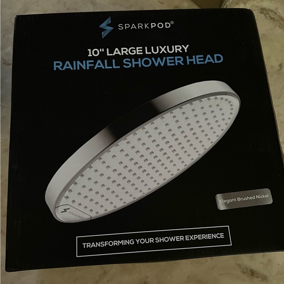 Sparkpod 10” Large Luxury Rainfall Showerhead in Elegant Brushed Nickel - Picture 2 of 5